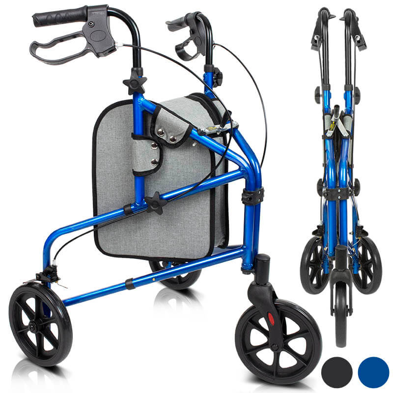 3 Wheel Walker Rollator - Lightweight Foldable Walking Transport 