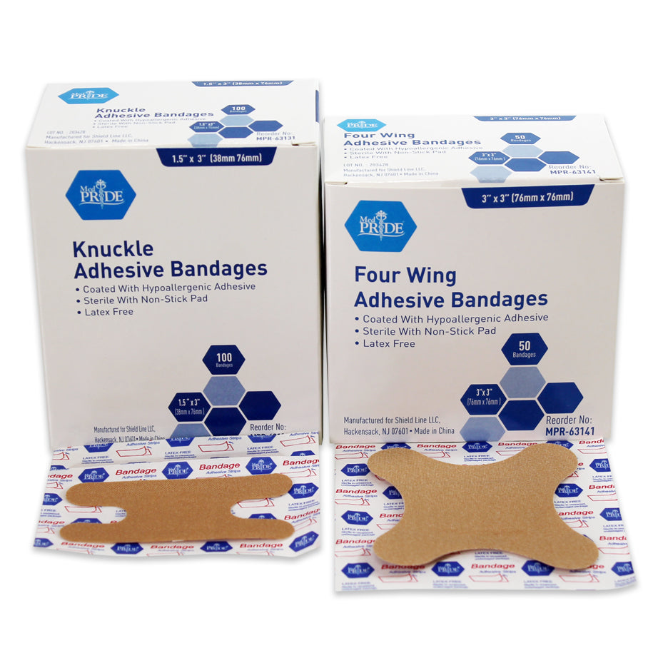 Adhesive Bandages Fabric 3" x 3", 4 Wing, Sterlie 24/50/cs