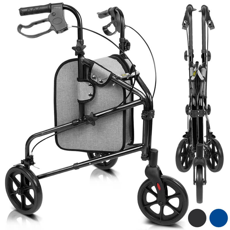 3 Wheel Walker Rollator - Lightweight Foldable Walking Transport 