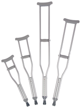 Aluminum Crutches, Youth, 350 lb Weight Capacity, User Height: 4'6" to 5'2", Crutch Height: 37" to 45"