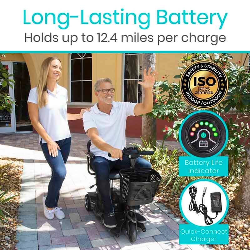 3 Wheel Mobility Scooter - Electric Long Range Powered Wheelchair