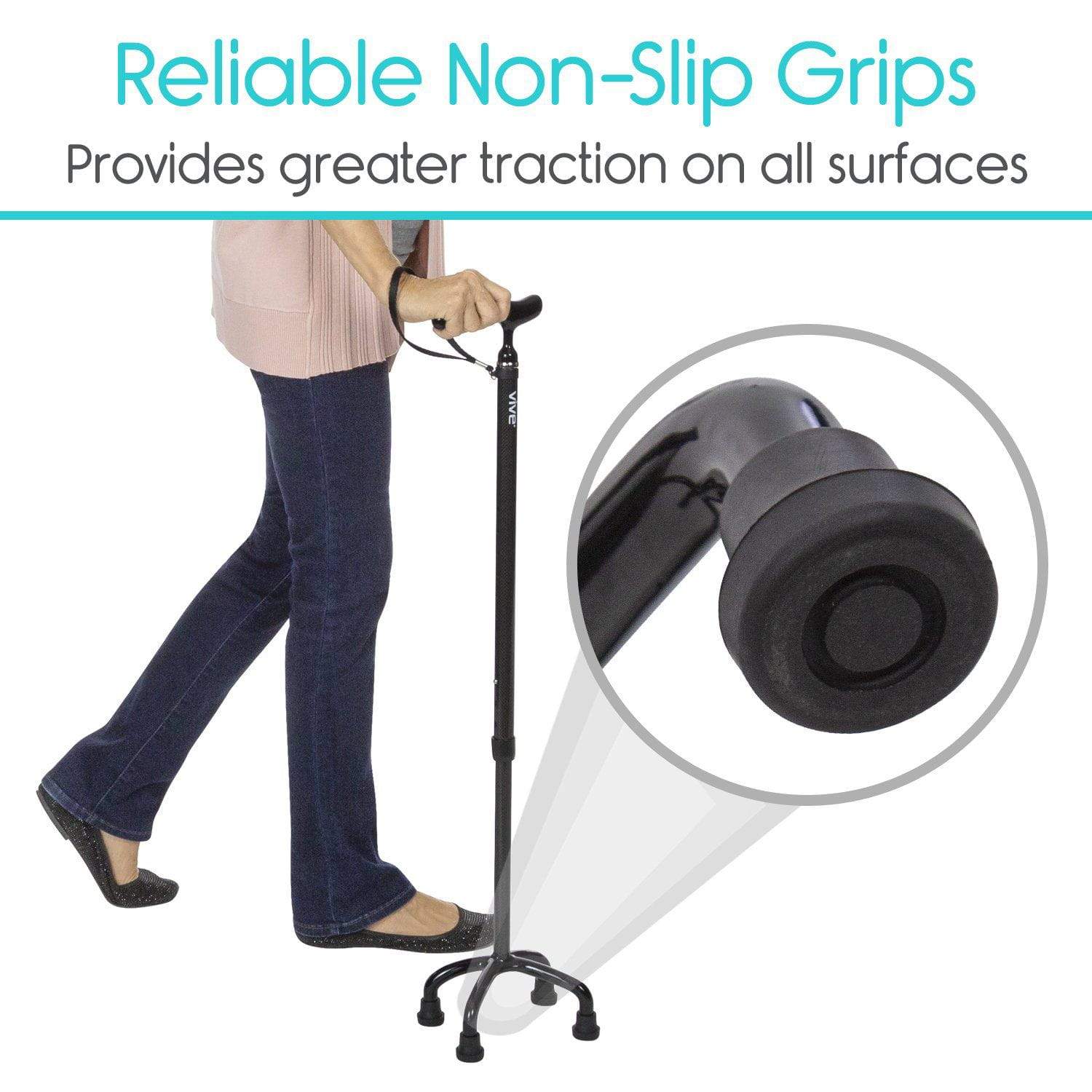  Carbon Fiber Quad Cane | Reliable Non-Slip Grips