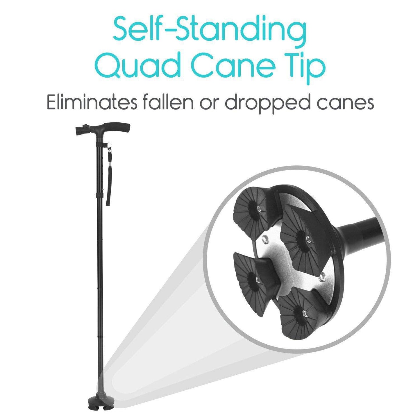 LED Folding Cane | Self-Standing Quad Cane Tip