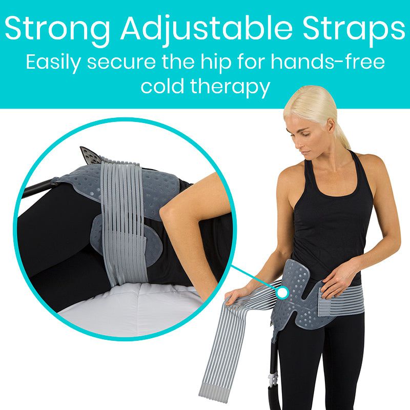 Strong Adjustable Straps Easily secure the hip for hands-free cold therapy