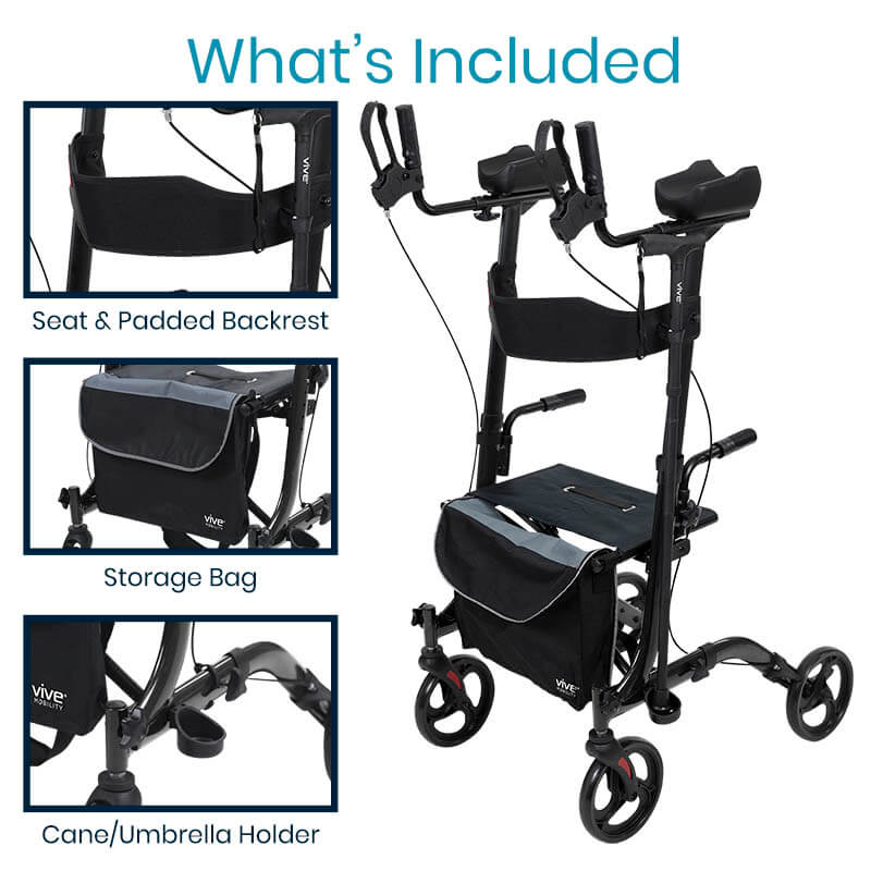 Upright Rollator - Walker with Foldable Transport Seat